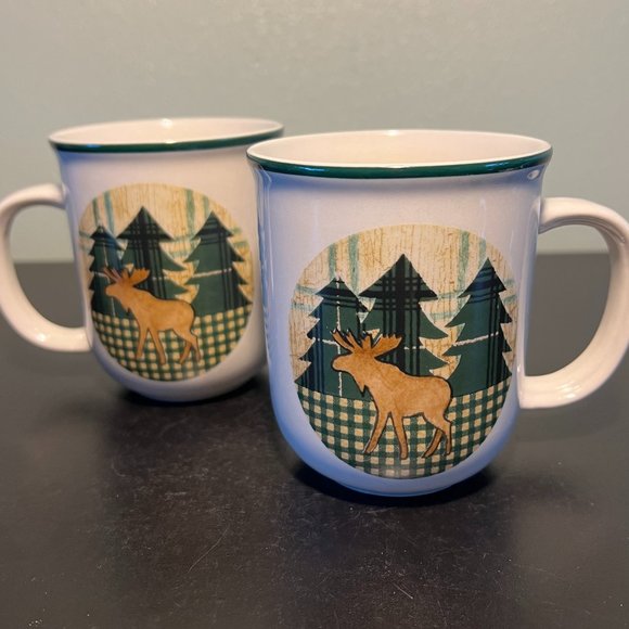 Set of 2 FOLKCRAFT Moose Mugs ~ Cotton Flannel Cut Out Appliqué Pattern - Picture 4 of 7
